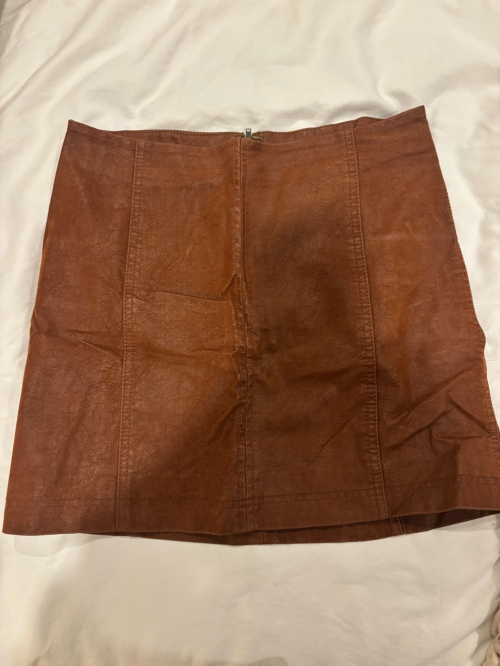 Free People Rust Brown Faux-Leather Mini Skirt